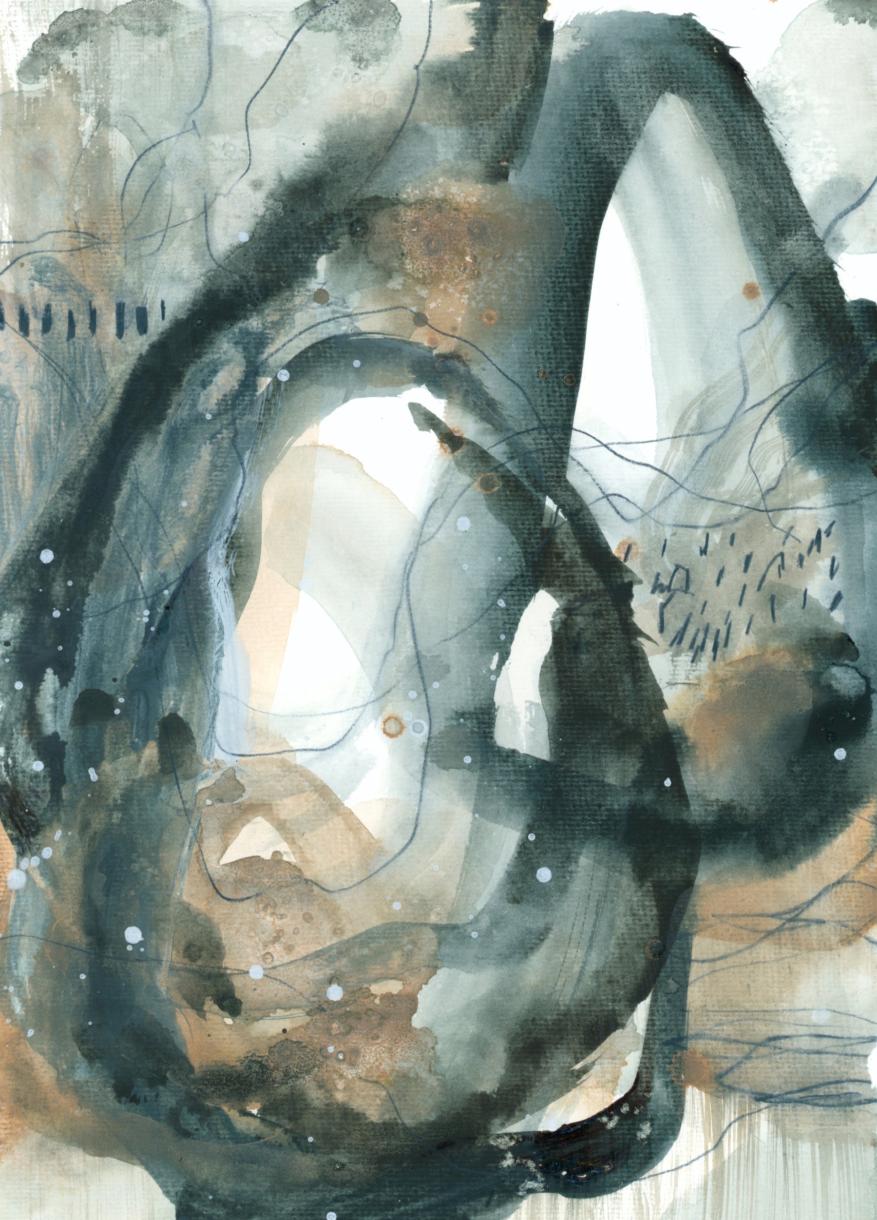 Ethereal Earth Fluid Abstract Watercolor Wall Mural