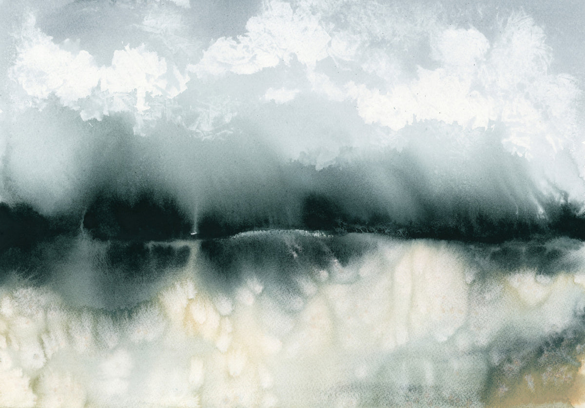 Fresque murale abstraite Brume paisible au bord de l'eau in your room — zoomed