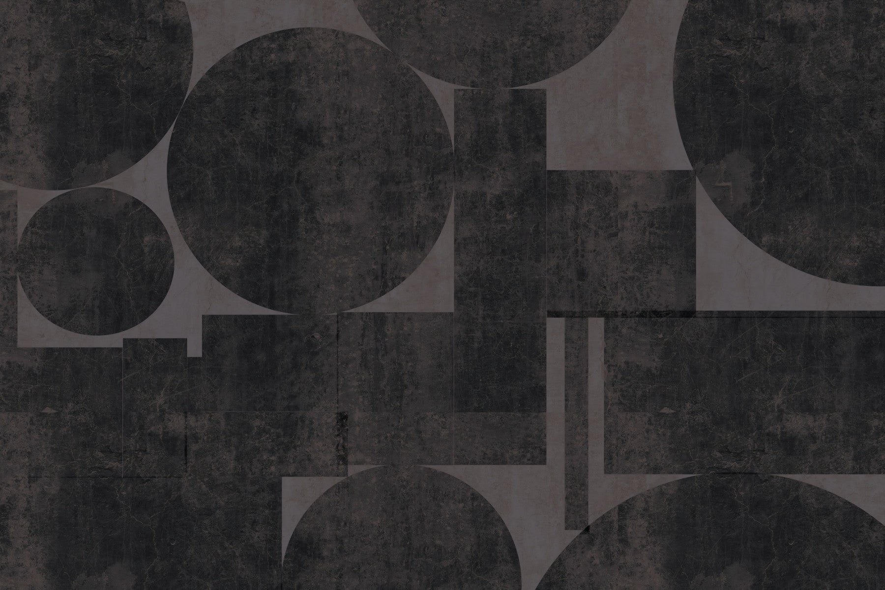 Industrial Charcoal Blocks & Circles Wall Mural