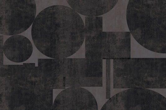 Industrial Charcoal Blocks & Circles Wallpaper Wall Mural