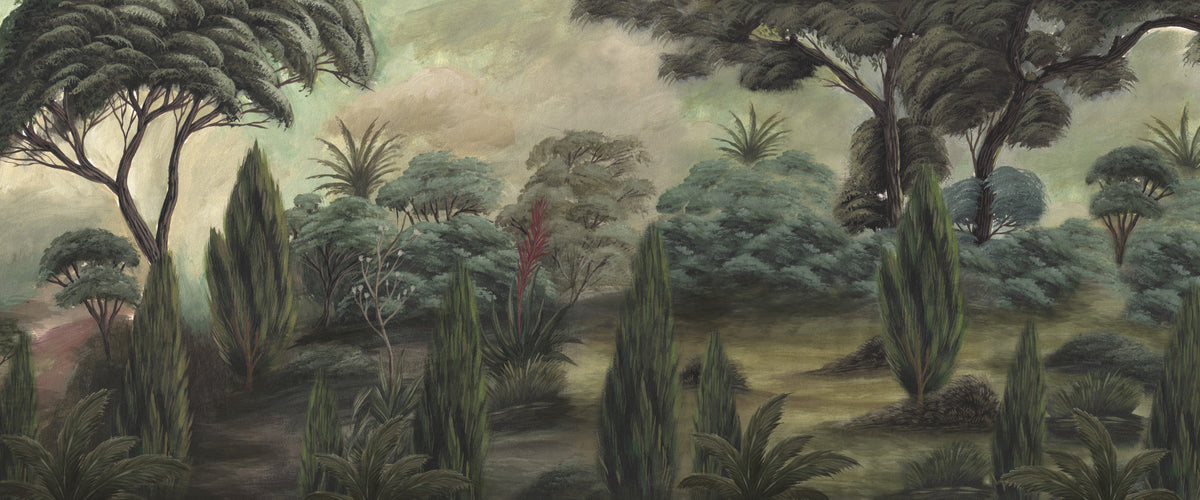 Mural de Pared Bosque Mediterráneo Brumoso in your room — zoomed