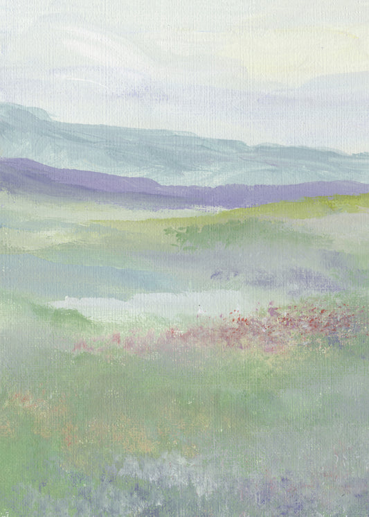 Misty Lavender Meadows Wallpaper Wall Mural