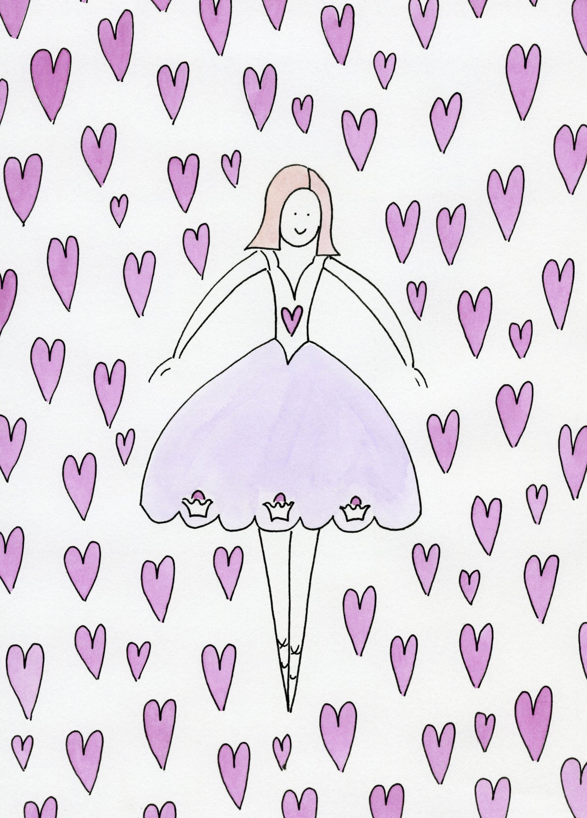 Sweet Ballerina en Roze Hartjes Speelse Behangmuurdecoratie