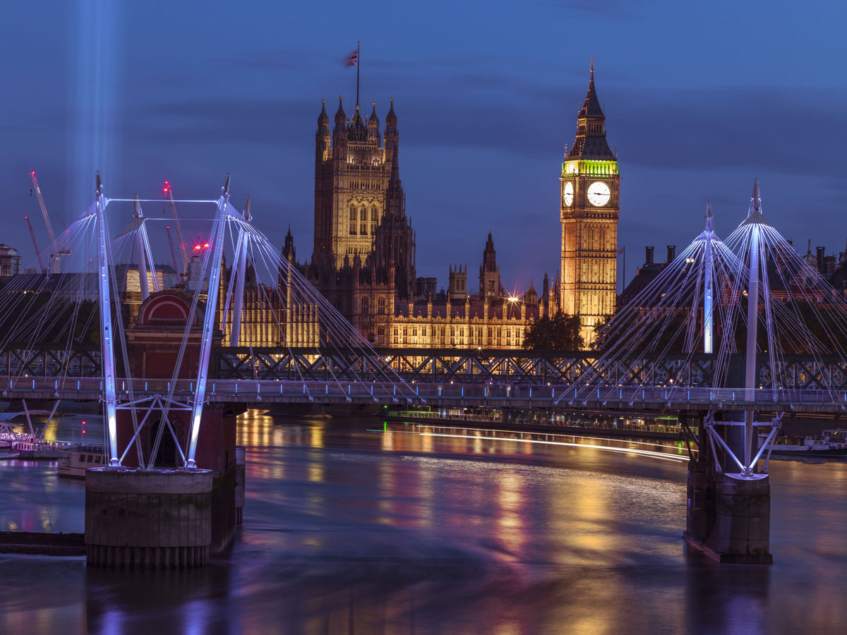 Papier peint panoramique Big Ben et Reflets du Pont