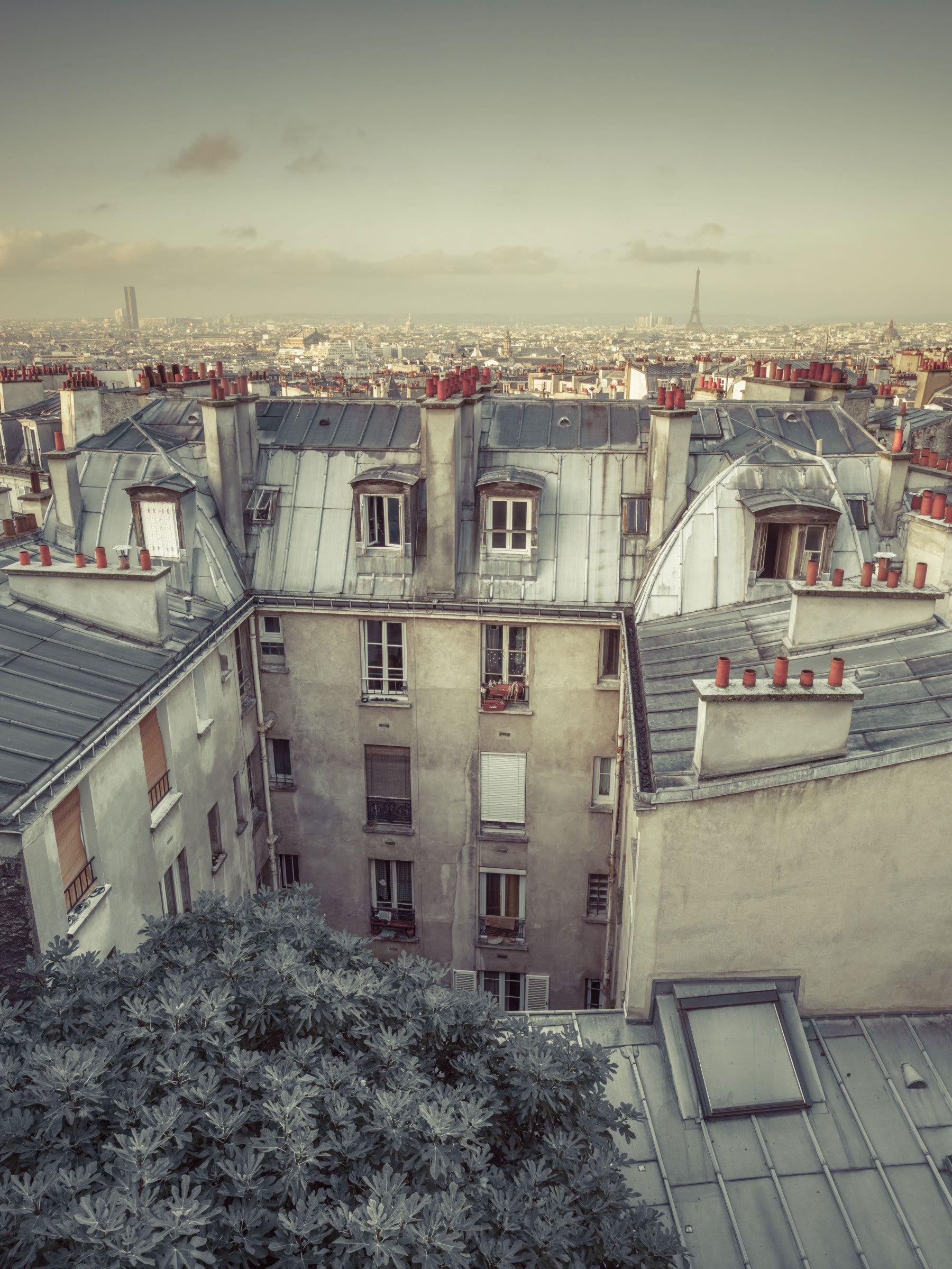 Vintage Paris Skyline Aerial View Wall Mural
