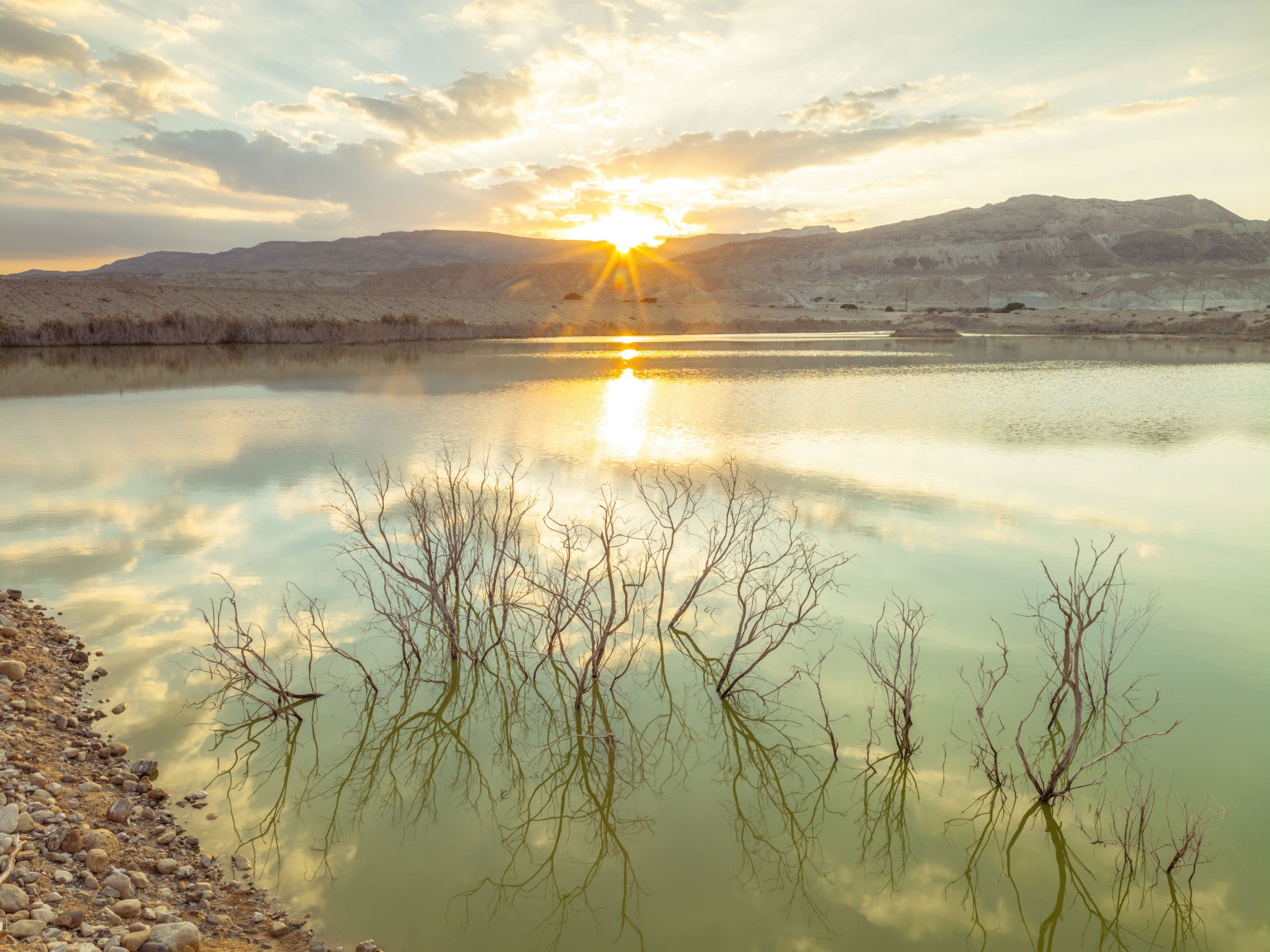 Sunset Reflections over Peaceful Lake Wall Mural