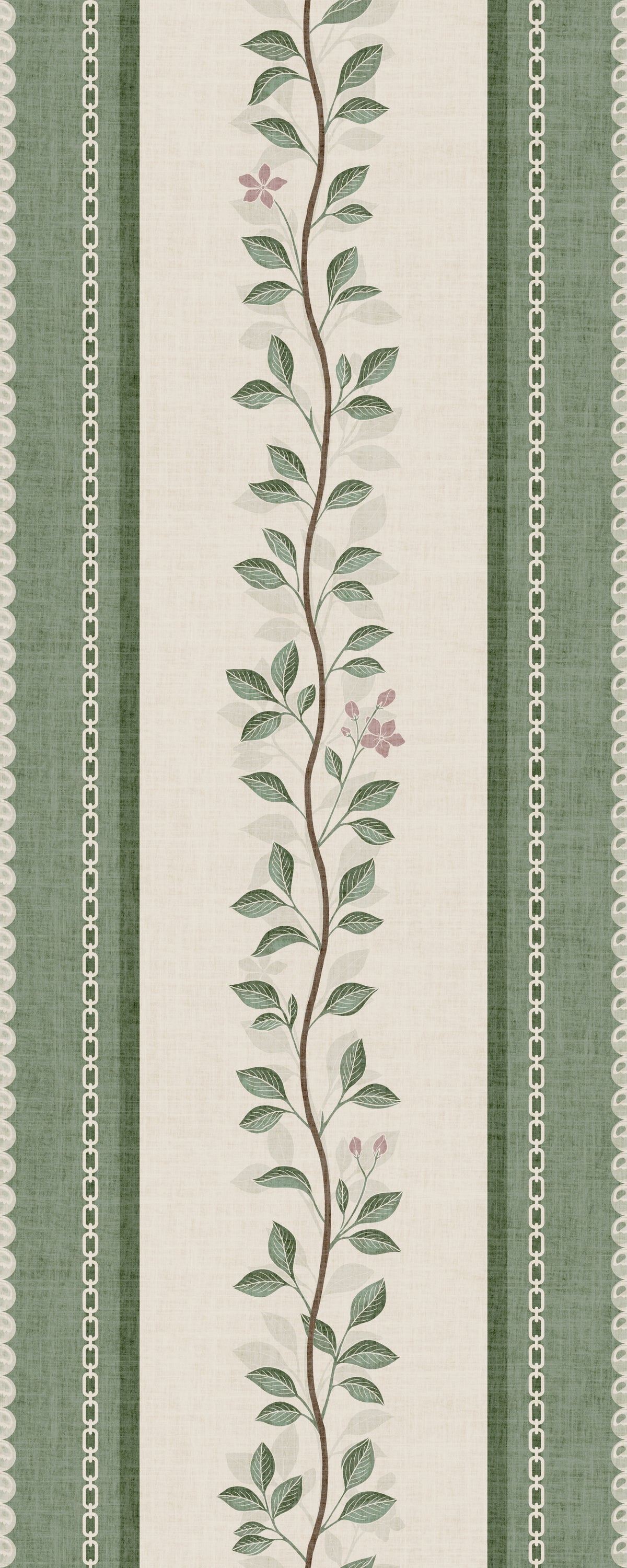 Papel de Parede Risca de Linho com Trepadeira de Sálvia Enrolada in your room