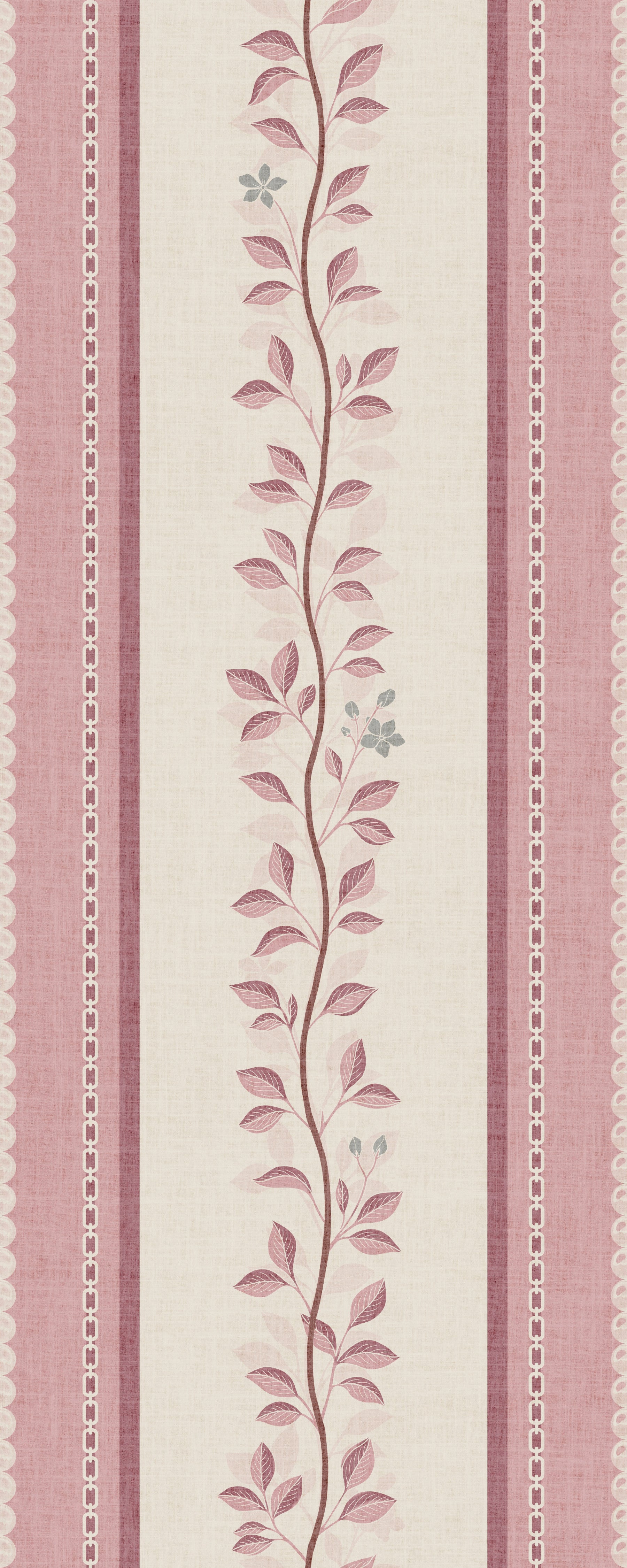 Carta da parati in lino con pannello di fogliame rampicante romantico⁠