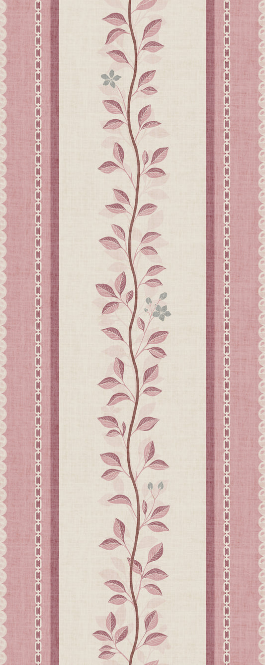 Carta da parati in lino con pannello di fogliame rampicante romantico⁠