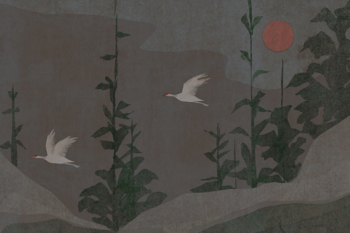 Murale da parete Volo delle Gru dalla Corona Rossa in your room — zoomed