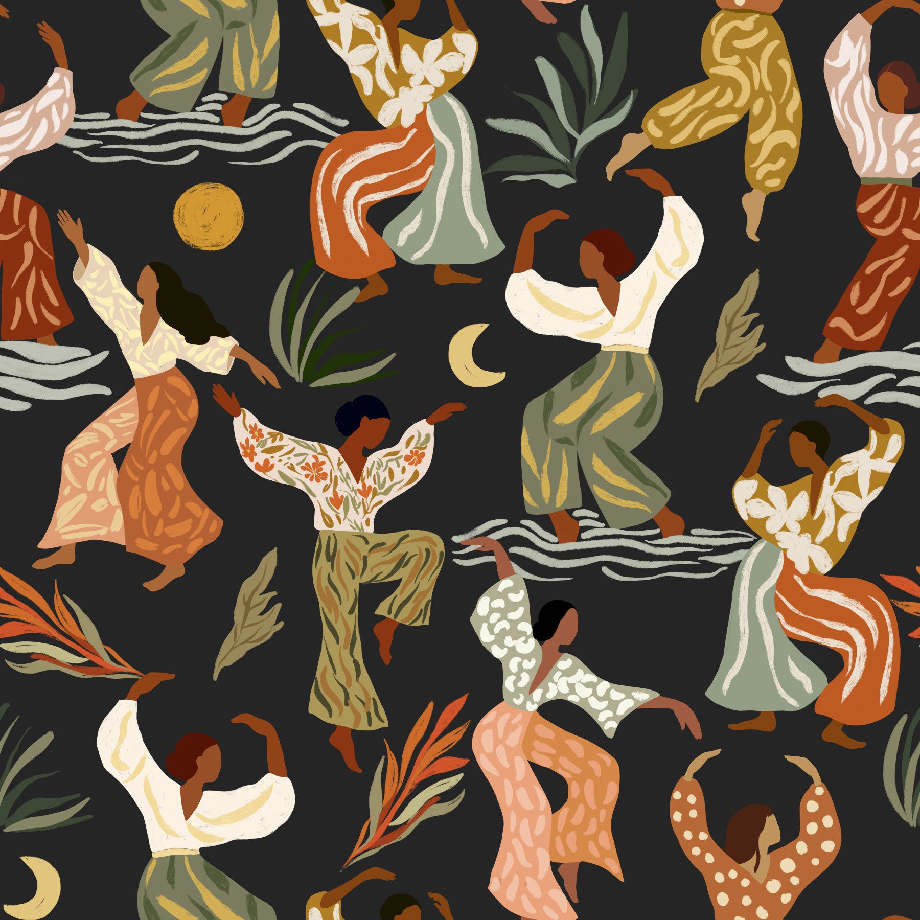 Papier peint mural Rythmes bohèmes terreux sous le soleil et la lune