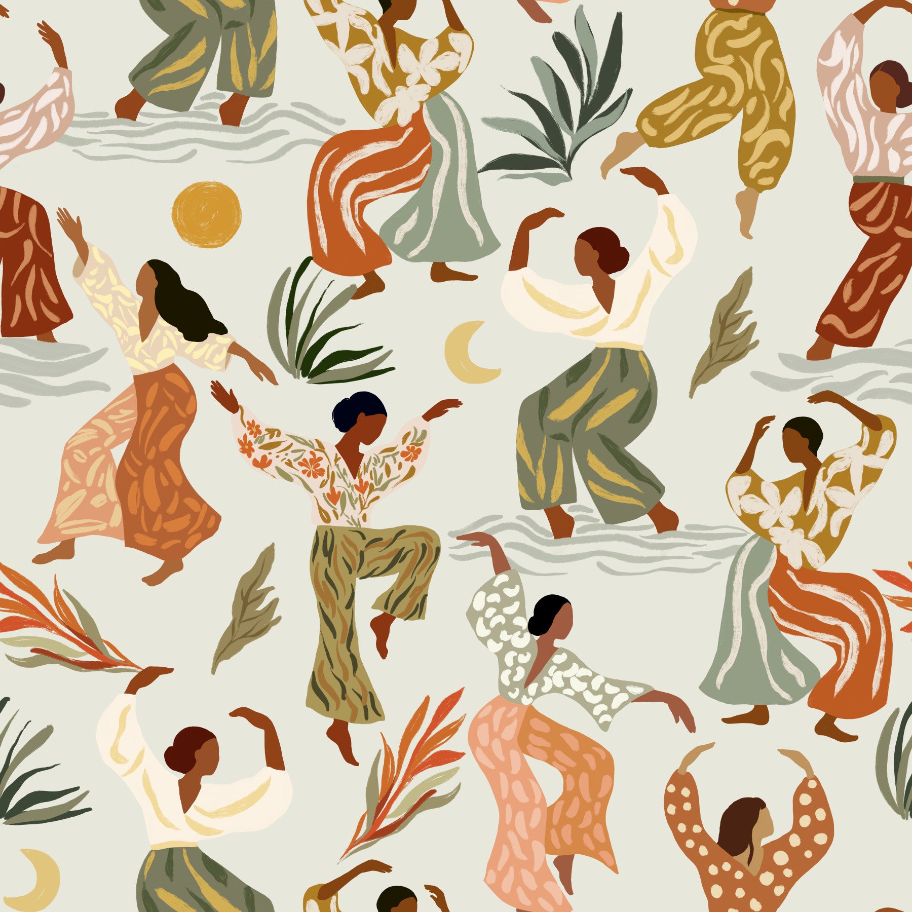 Papel de Parede Ritmos Boémios Terrosos e Figuras a Dançar