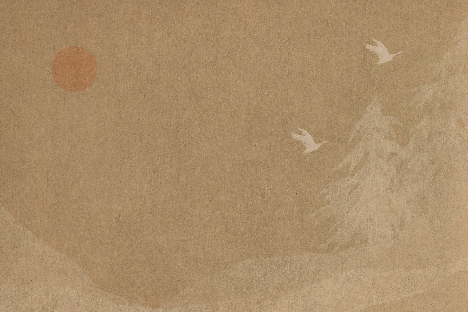 Minimalistisches Wandbild mit orientalischer Sonne und Kiefern