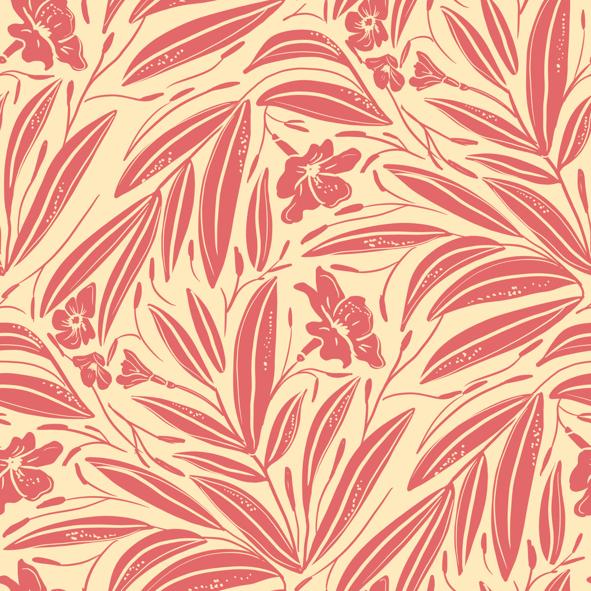 Papel tapiz de ilustración botánica Coral Bloom in your room