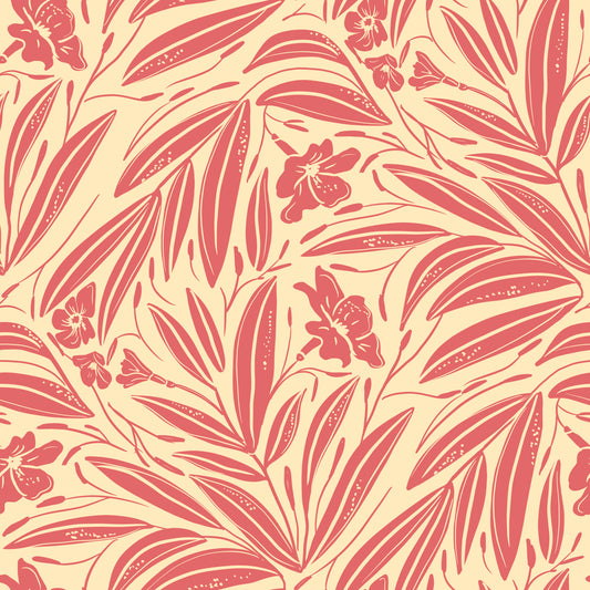 Tapete mit botanischer Illustration Coral Bloom