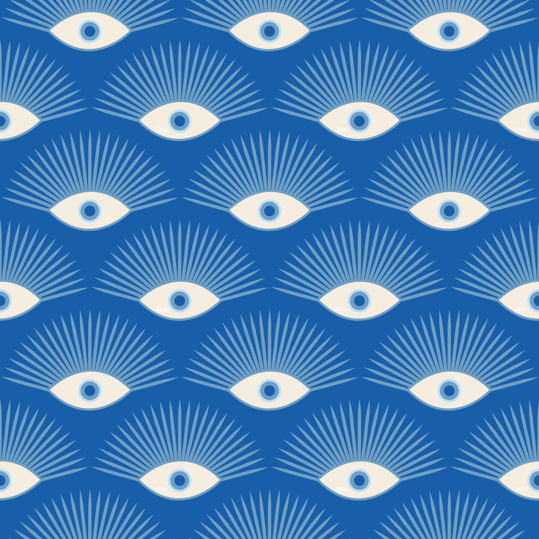 Stylized Eyelash Motif in Cobalt Blue Wallpaper⁠