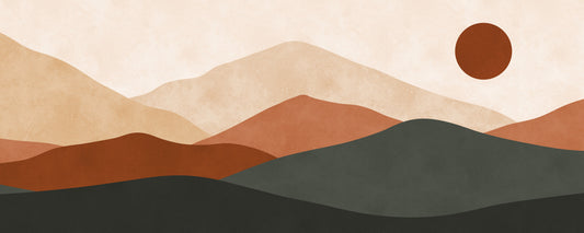 Murale da parete orizzonte montano minimalista in terracotta