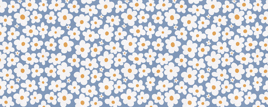 Retro Daisy Bloom Blau Wandbild