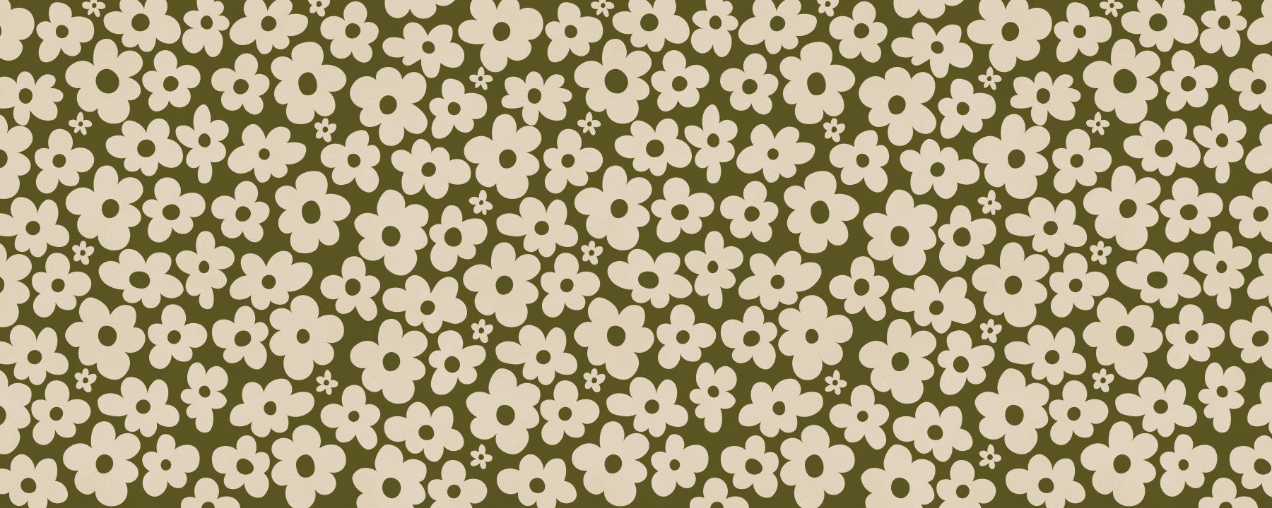 Retro Daisy Meadow in Salbei und Creme Wandbild