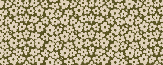 Retro Daisy Meadow in Salbei und Creme Wandbild