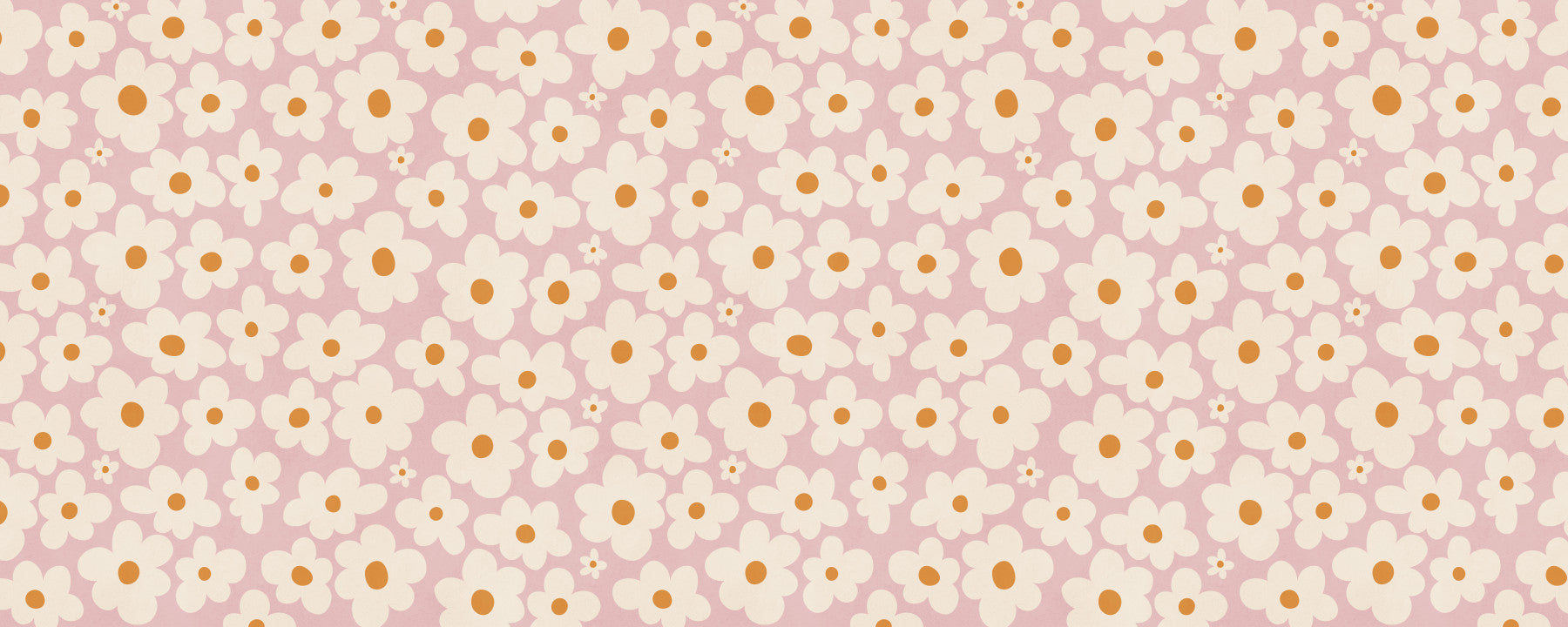 Retro Creme und Rosa Gänseblümchenfeld Wandbild