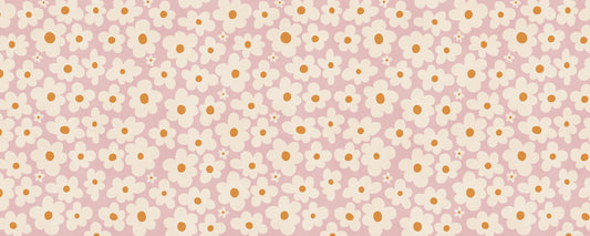 Retro Cream and Pink Daisy Field Wall Mural