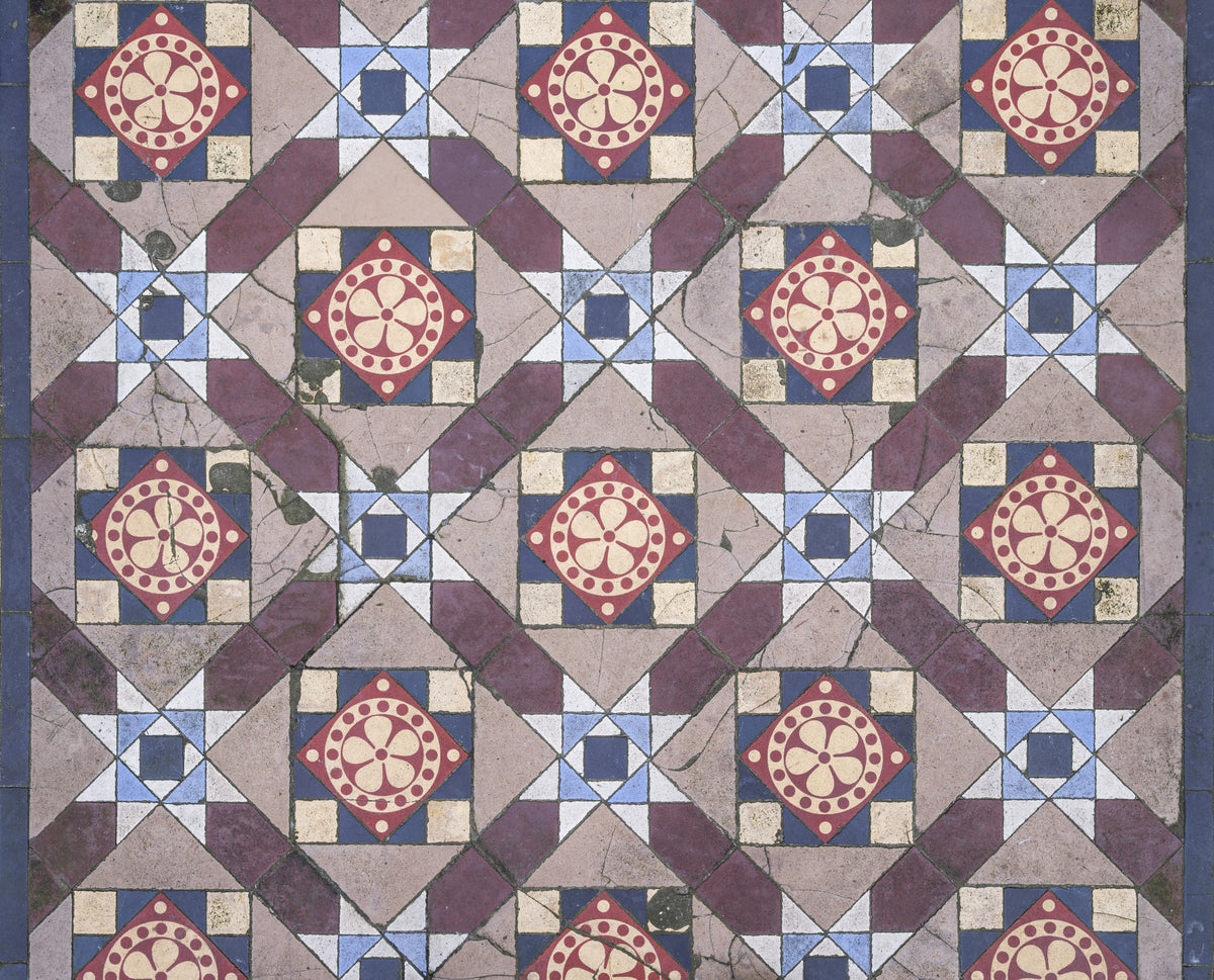 Victoriansk geometrisk blomstermedaljon vægmaleri in your room — zoomed