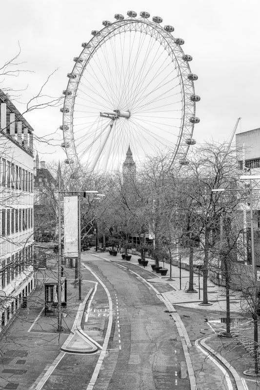Papier peint panoramique monochrome de la ligne d'horizon des monuments de Londres