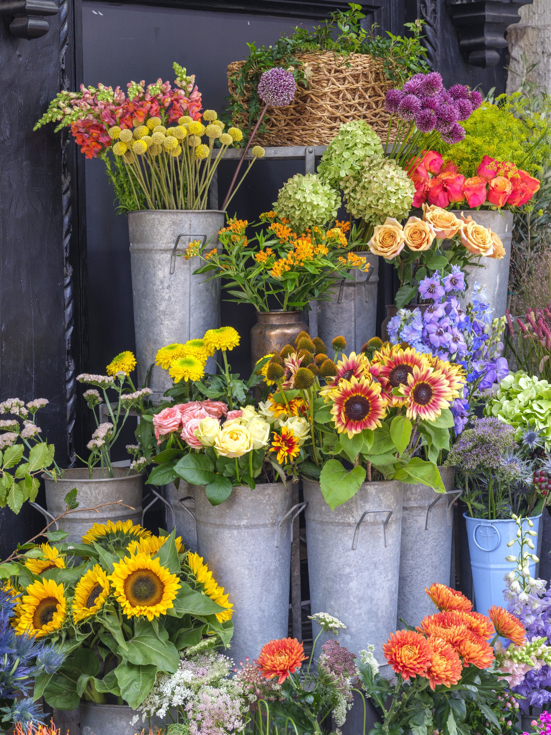 Rustieke Bloemenmarkt Kraam Muurmuurdecoratie