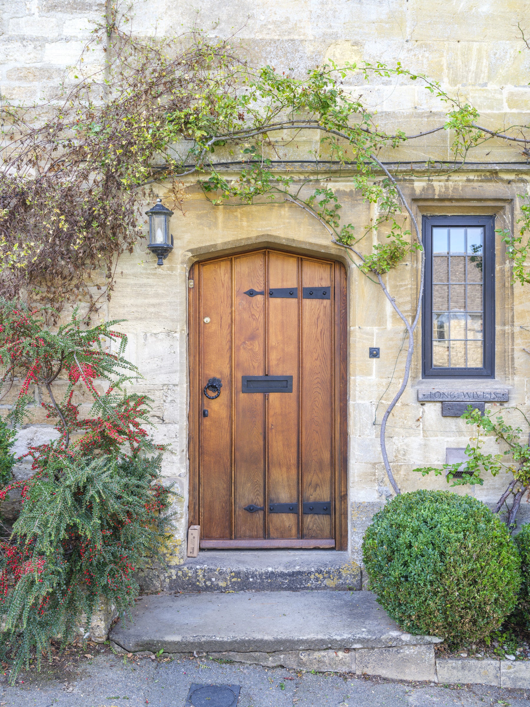 Fresque murale d'entrée de cottage en pierre de Cotswold
