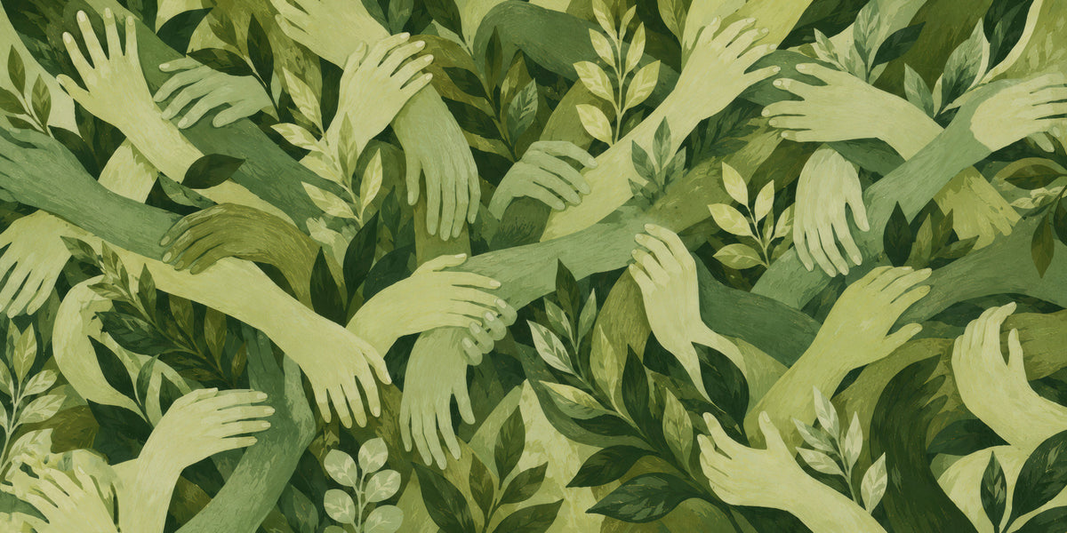 Intertwined Foliage Hands Wall Mural