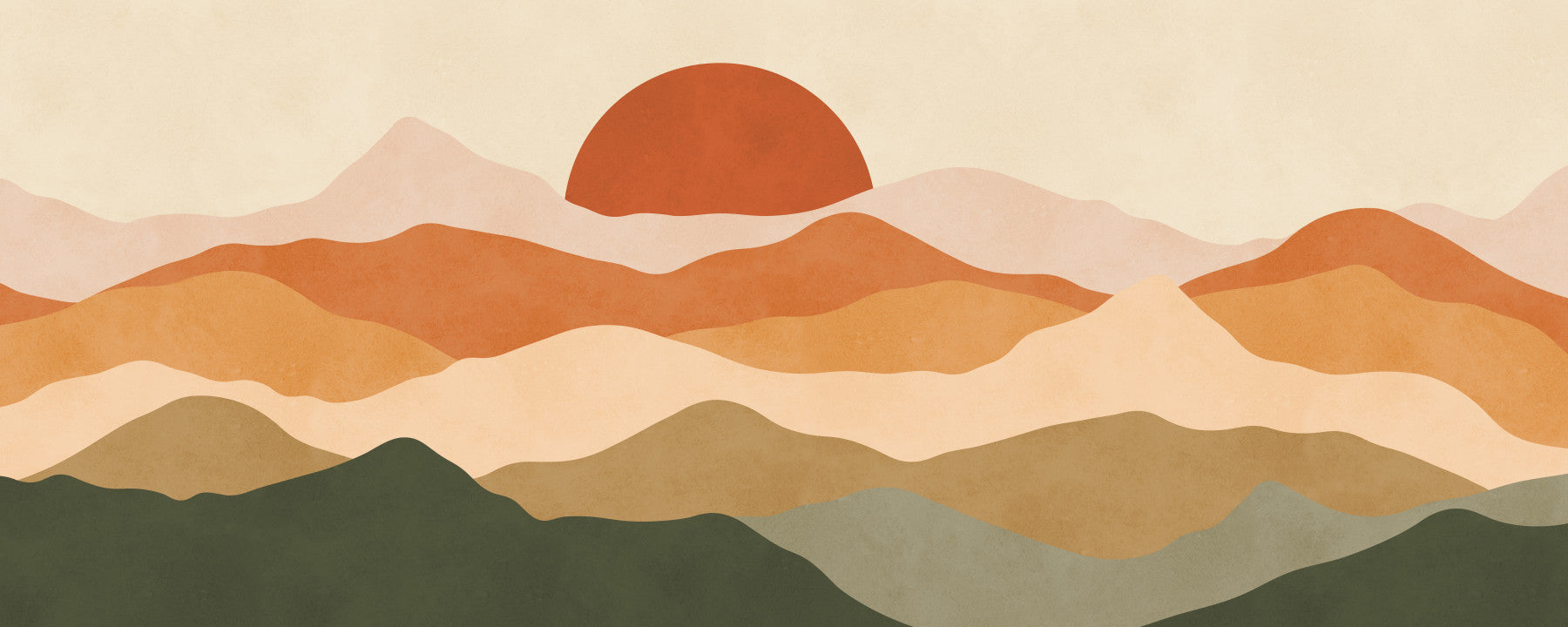 Fresque murale Minimaliste Cimes au Coucher du Soleil