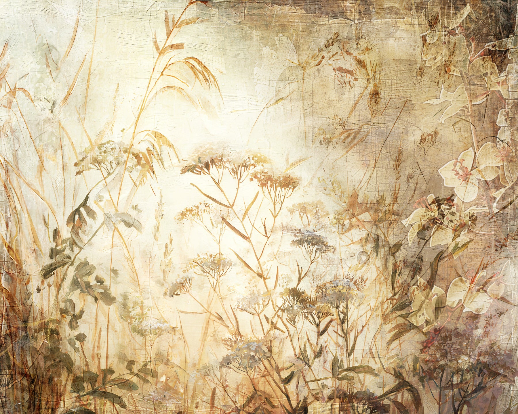Wandbild Golden Meadow Botanische Studie