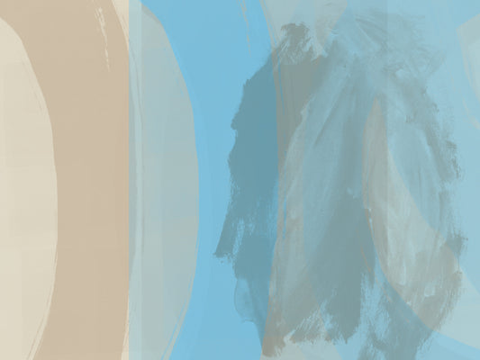 Papier peint mural abstrait en couches bleu côtier