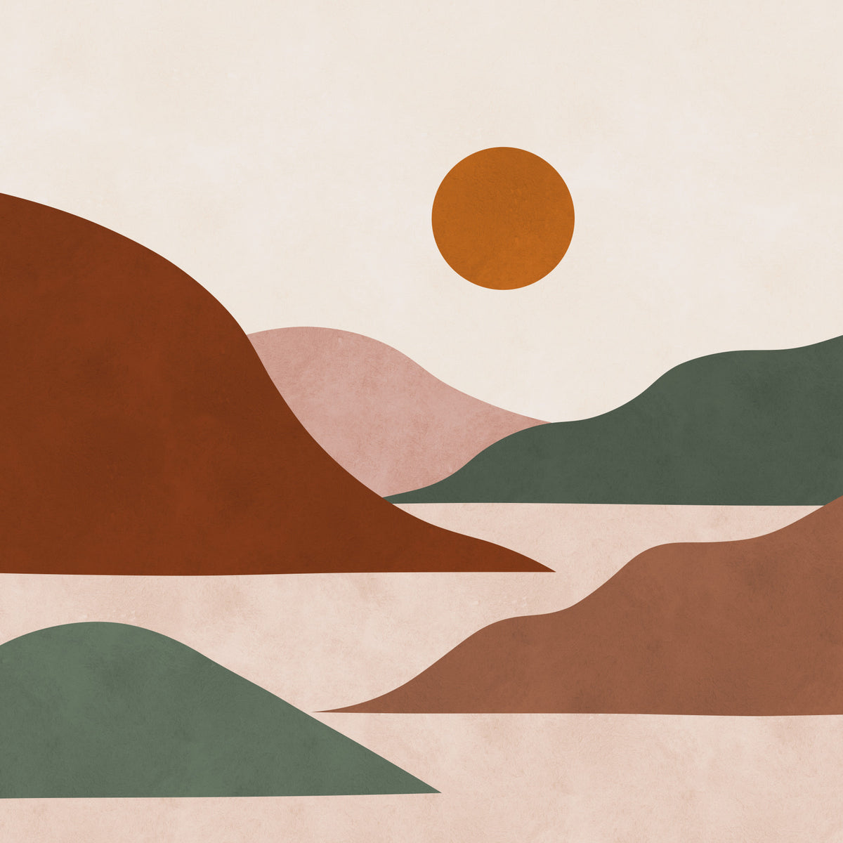 Fresque murale minimaliste Horizon Terre cuite