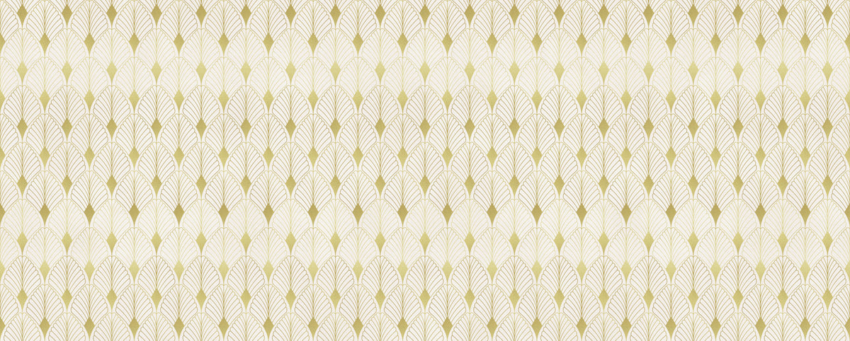 Papier peint mural motif éventail Art déco doré
