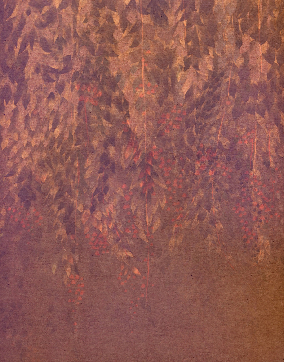 Rustic Berry Trail Botanical Art Wall Mural in your room — zoomed