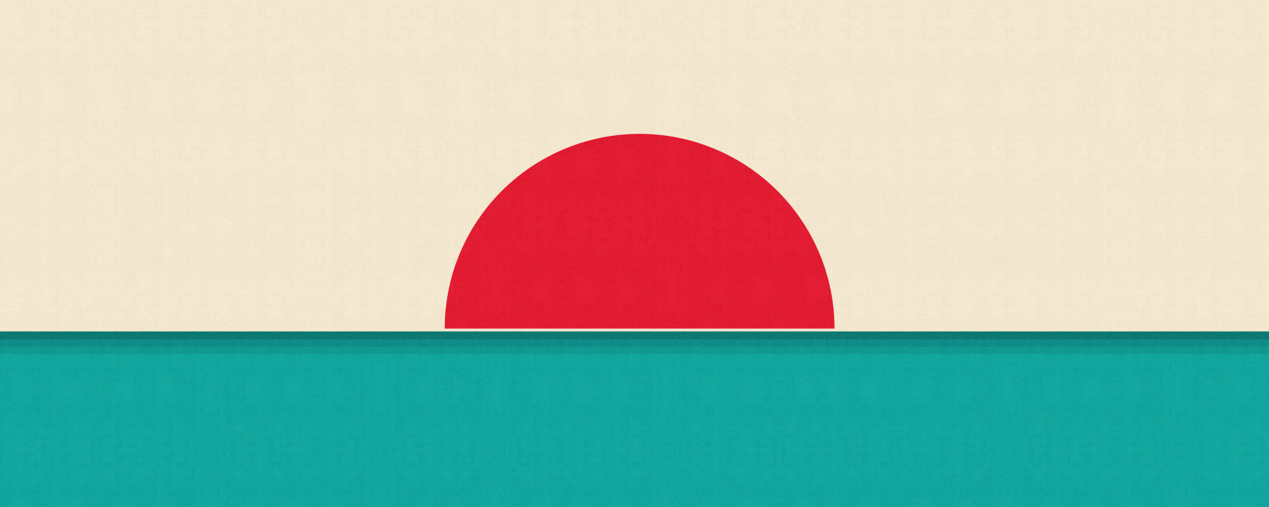 ミニマリストの赤い太陽の海景壁画