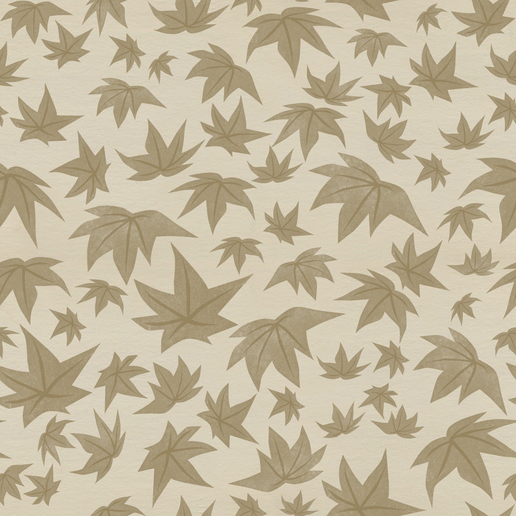 Folhas de Bordo Japonês - Papel de Parede em Tons Suaves de Bege⁠