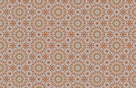Tapete mit Terrakotta-Muster in geometrischem Sternstrahl-Kachel-Design