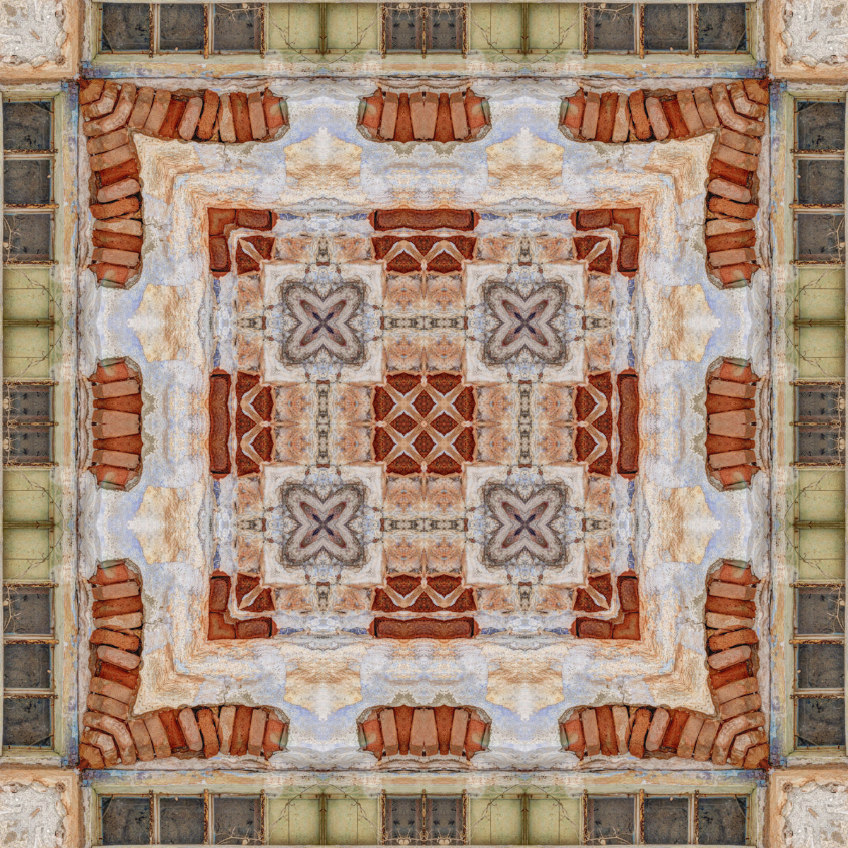 Rustikales Ziegelmauer-Mosaik-Tapetenmuster