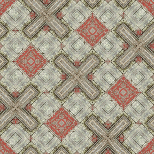 Rustikale geometrische Tapete mit verwittertem Holz⁠