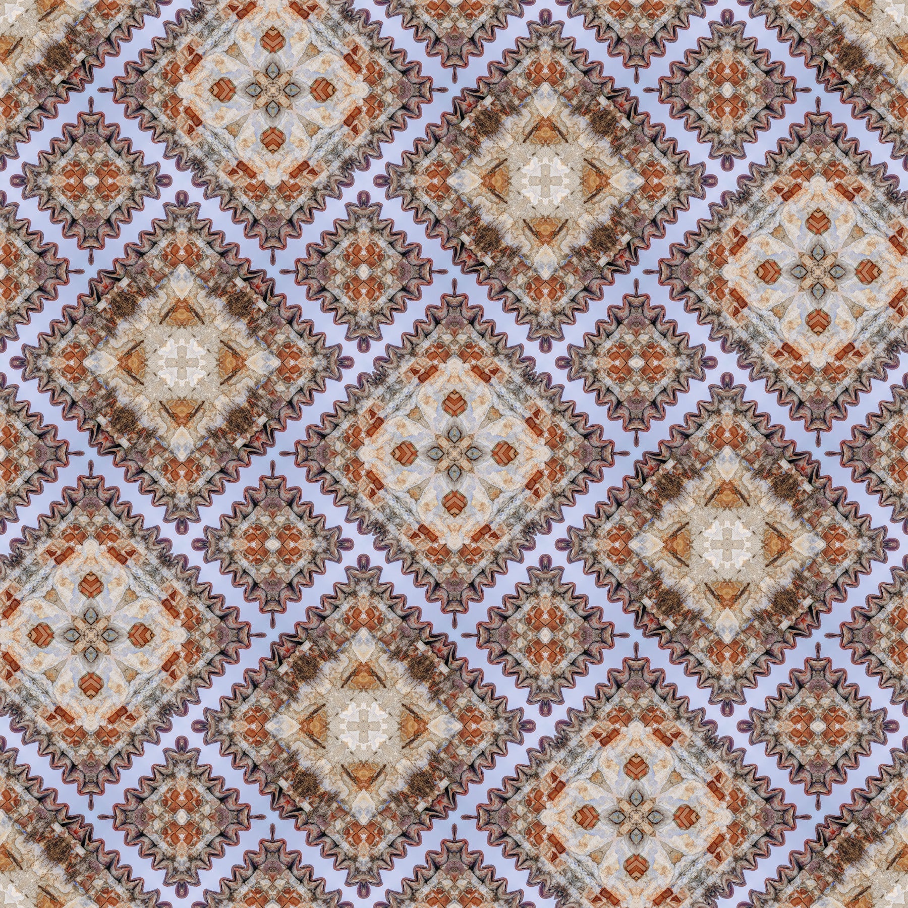 Papel de Parede Mosaico Rústico com Treliça de Diamante