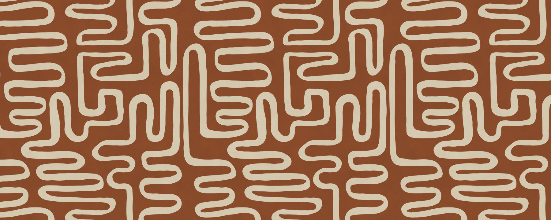 Rustikales Terrakotta-Labyrinth Linienkunst Wandbild