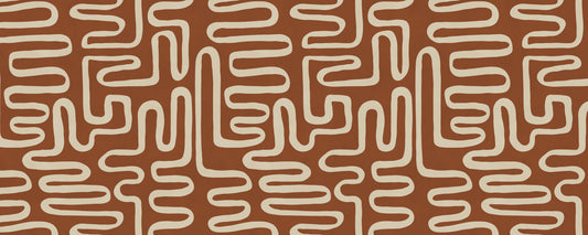 Fresque murale en ligne d'art labyrinthique en terre cuite rustique