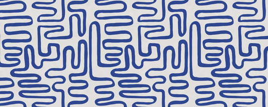 Mural de Parede Abstrato com Linha Serpenteante em Cobalto