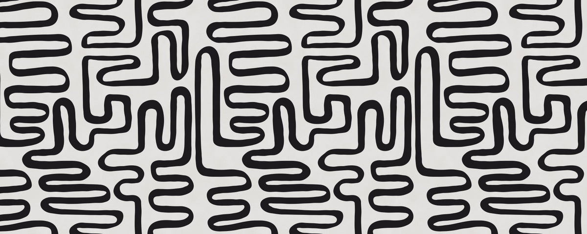 Graphic Ink Wavy Pattern Wall Mural in your room — zoomed