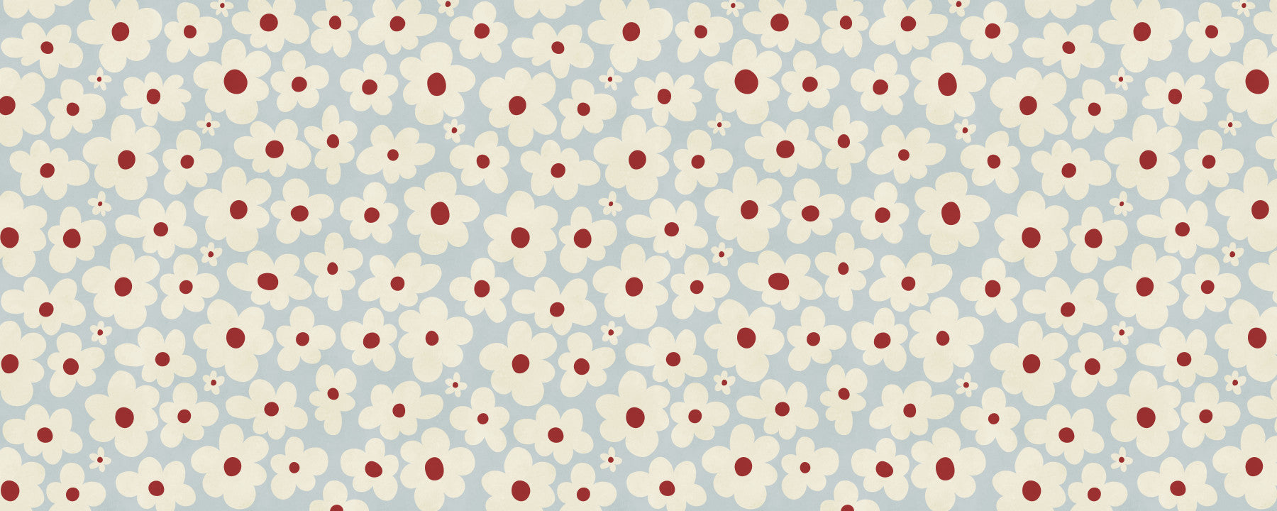 Retro Creme und Rote Blumenmuster Wandbild