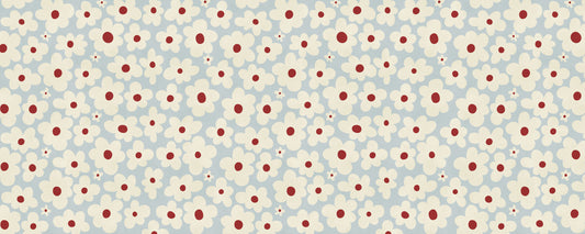Mural de Parede Floral Retro em Creme e Vermelho