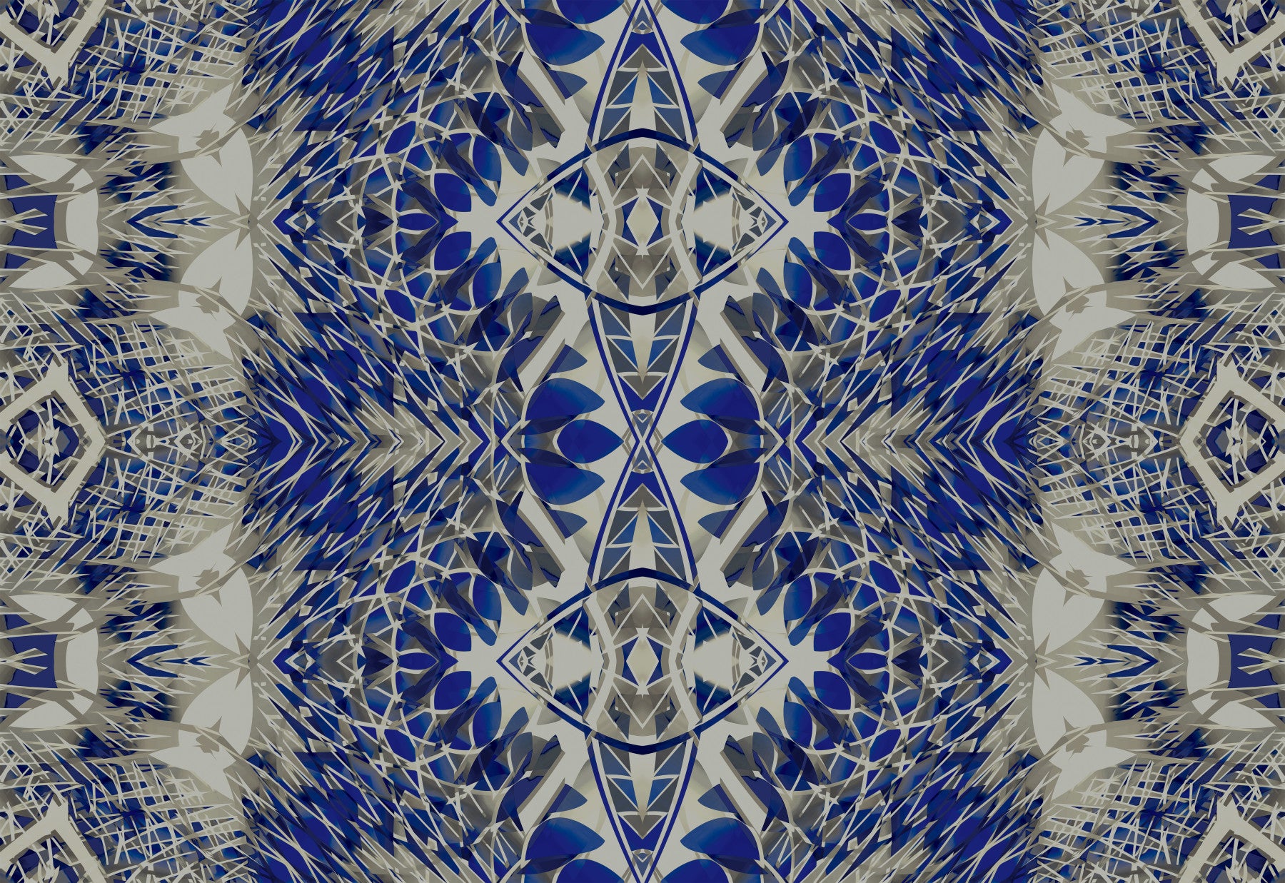 Blå og grå abstrakt ornamentalt geometrisk tapet - AMBER DESIGN tapet